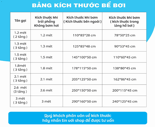Mẫu 2m1 _ Bể Bơi _ Hồ Bơi - 3 Tầng TẶNG Bơm Hơi Cầm Tay