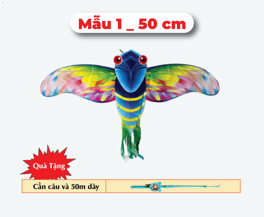 Mẫu 1 _ Diều 3D Mini 50cm - Tặng Tay Cầm và 50m Dây