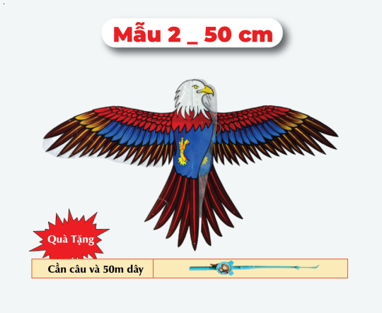 Mẫu 2 _ Diều 3D Mini 50cm - Tặng Tay Cầm và 50m Dây