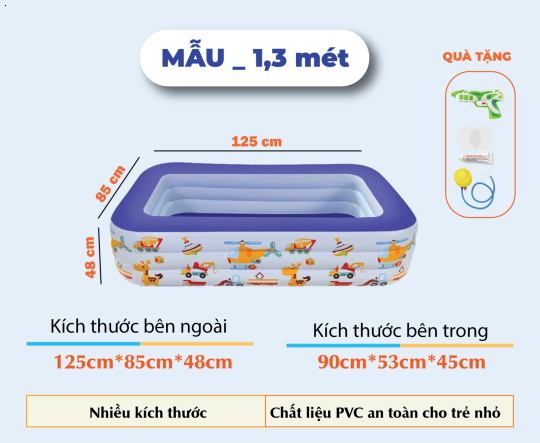 Mẫu 1m3 _ Bể Bơi _ Hồ Bơi - 3 Tầng  TẶNG Bơm Hơi Cầm Tay