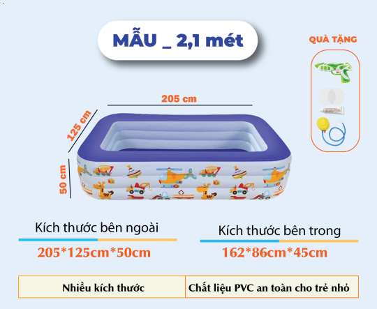 Mẫu 2m1 _ Bể Bơi _ Hồ Bơi - 3 Tầng TẶNG Bơm Hơi Cầm Tay