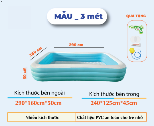 Mẫu 3m _ Bể Bơi _ Hồ Bơi - 3 Tầng TẶNG Bơm Hơi Cầm Tay