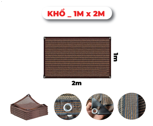 Khổ 1mx2m _ Lưới Che Nắng - Bạt Che Nắng Hàng Nhập Khẩu Cao Cấp Mila _ May Viền - Đóng Khoen _ Chắc Chắn