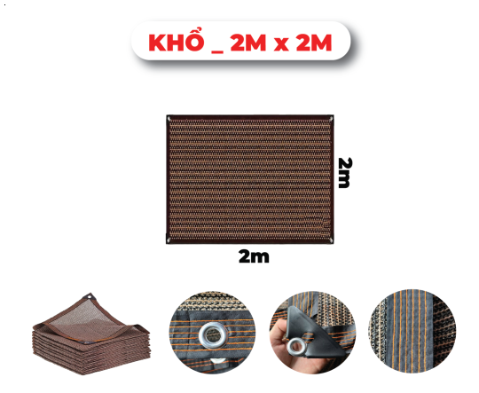 Khổ 2mx2m _ Lưới Che Nắng - Bạt Che Nắng Hàng Nhập Khẩu Cao Cấp Mila _ May Viền - Đóng Khoen _ Chắc Chắn