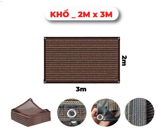 Khổ 2mx3m _ Lưới Che Nắng - Bạt Che Nắng Hàng Nhập Khẩu Cao Cấp Mila _ May Viền - Đóng Khoen _ Chắc Chắn