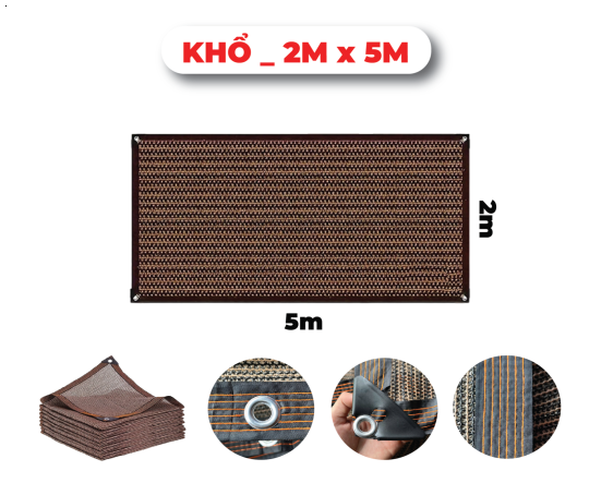 Khổ 2mx5m _ Lưới Che Nắng - Bạt Che Nắng Hàng Nhập Khẩu Cao Cấp Mila _ May Viền - Đóng Khoen _ Chắc Chắn