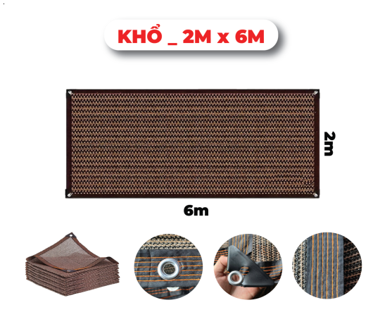Khổ 2mx6m _ Lưới Che Nắng - Bạt Che Nắng Hàng Nhập Khẩu Cao Cấp Mila _ May Viền - Đóng Khoen _ Chắc Chắn