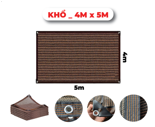 Khổ 4mx5m _ Lưới Che Nắng - Bạt Che Nắng Hàng Nhập Khẩu Cao Cấp Mila _ May Viền - Đóng Khoen _ Chắc Chắn
