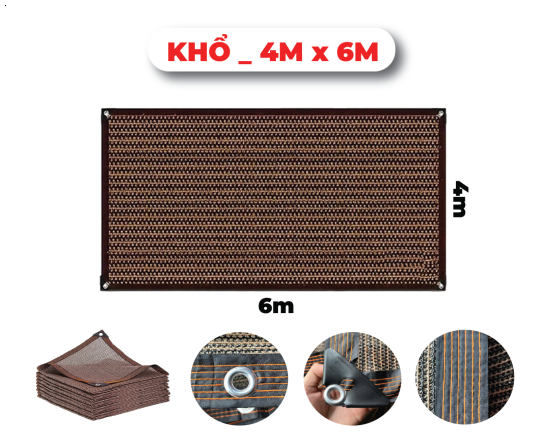Khổ 4mx6m _ Lưới Che Nắng - Bạt Che Nắng Hàng Nhập Khẩu Cao Cấp Mila _ May Viền - Đóng Khoen _ Chắc Chắn