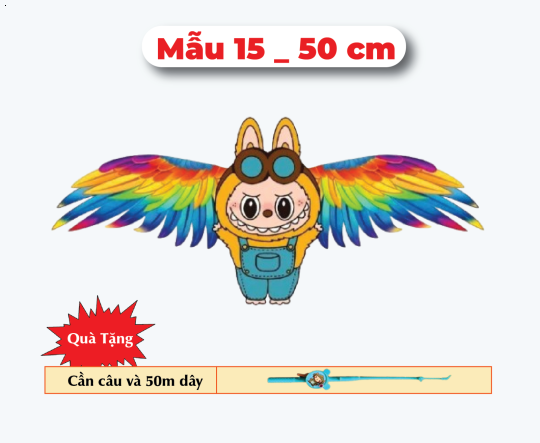 Mẫu 15 _ Diều 3D Mini 50cm - Tặng Tay Cầm và 50m Dây