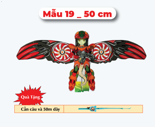 Mẫu 19 _ Diều 3D Mini 50cm - Tặng Tay Cầm và 50m Dây