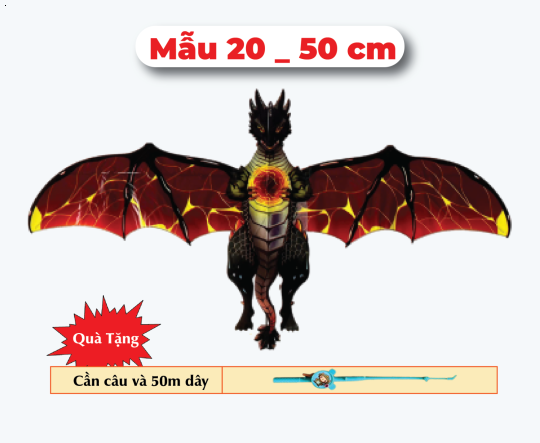 Mẫu 20 _ Diều 3D Mini 50cm - Tặng Tay Cầm và 50m Dây