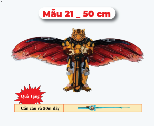 Mẫu 21 _ Diều 3D Mini 50cm - Tặng Tay Cầm và 50m Dây